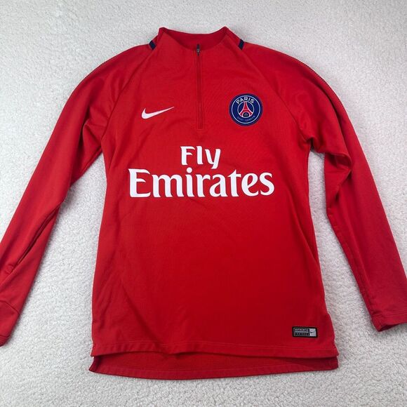 Paris Saint Germain Jacket Mens Medium Nike 1/4 Zip Fly Emirates Training - Picture 1 of 14